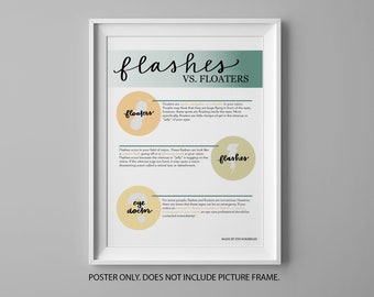 Flashes vs. Floaters Poster | Educational Optometry Poster | Retinal Detachment Poster | Ophthalmology Poster