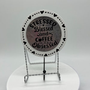 Coffee obsessed signs, stressed blessed and coffee obsessed decor, coffee bar signs, one of a kind