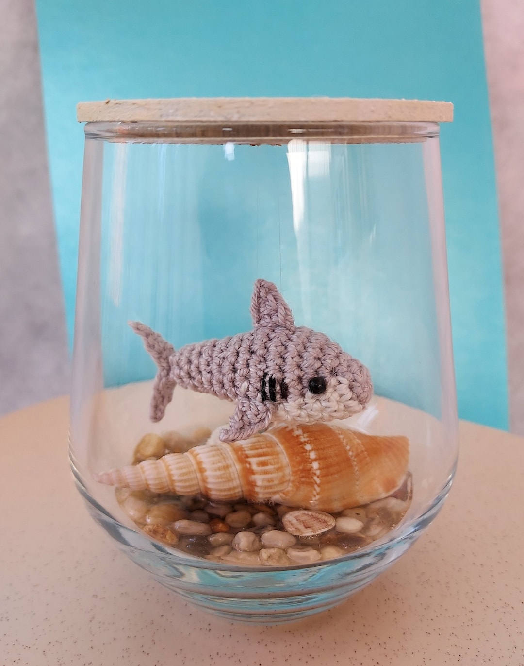 Shark in a Jar, Crochet Mini Shark, Great White Shark, Shark Gifts, Pet