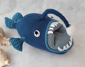 Crochet Angler Fish, Crochet Monk Fish, Amigurumi, Crochet Soft Toy, Crochet Sea Creature, Marine Biology, CraftySue