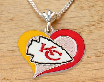 Football Heart-shaped Team Pendant Necklace