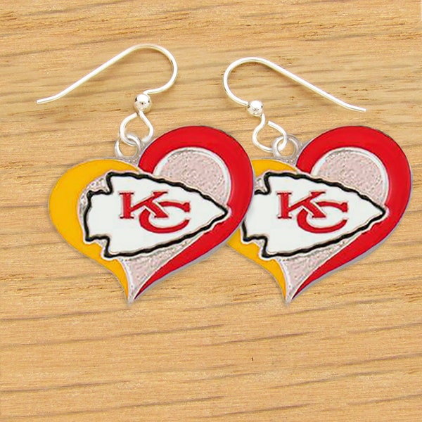 Pro Football Heart-shaped Team Pendant Earrings