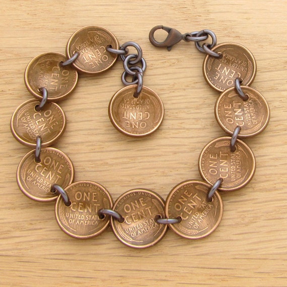 80s 1セント　コイン　バングル　ペニー 1980 US Penny Bracelet Dark Copper, Celebrating 40 Years