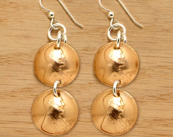 Double Pennies Earrings  |  Celebrating Kids Birthdays, Graduation or Retirement...