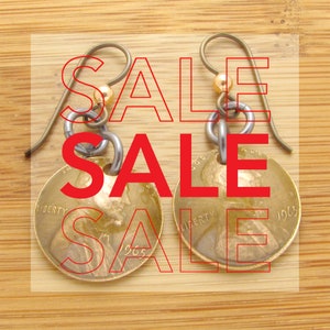 40% OFF  |  Dark Copper US Penny Earrings, Celebrating a Birthday, Anniversary, Graduation...