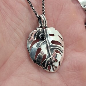 Delicate Sterling Silver Monstera Leaf Necklace Nature Inspired Jewelry Monstera Leaf Pendant Modern Minimalist Botanical Statement Piece