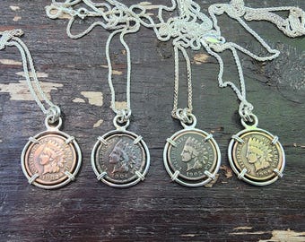 Sterling Silver 1864-1913 Peruvian Coin Necklace 17”, Vintage