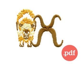 X for Ox Hand Embroidery Pattern • Animal Monogram (PDF Pattern)