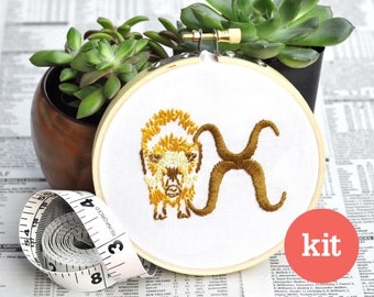 Ox Embroidery Kit • Beginner DIY Stitch, X Monogram