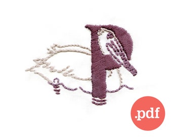 P for Pelican Embroidery Pattern • Monogram Patch DIY (PDF Pattern)