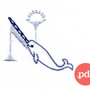 Narwhal 'N' Monogram Embroidery Pattern • Beginner DIY Stitch (PDF Pattern)