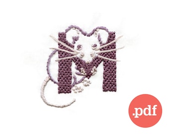 M for Mouse Embroidery Pattern • Beginner DIY Stitch (PDF Pattern)