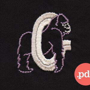 G for Gorilla • hand embroidery pdf pattern • G monogram patch • DIY stitch • G initial • beginner modern embroidery • personalized letter