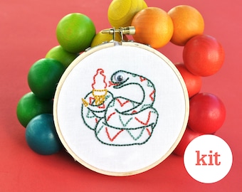 Sweet Snake Hand Embroidery Kit, Easy DIY Stitch for Kids