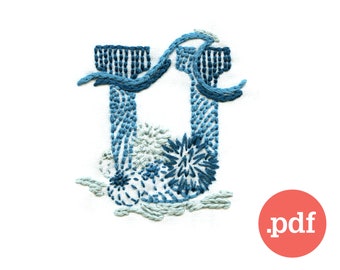 U for Sea Urchin Embroidery Pattern • Monogram Initial DIY (PDF)