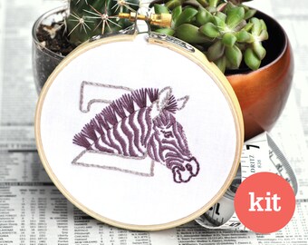 Zebra Embroidery Kit • Beginner Letter Patch DIY Stitch