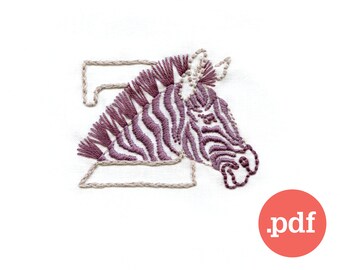 Zebra Embroidery Pattern • Beginner DIY Stitch, Monogram (PDF Pattern)