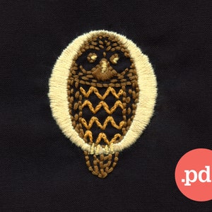 Broderimönster med ugglemonogram • O-initiallapp (PDF-mönster)