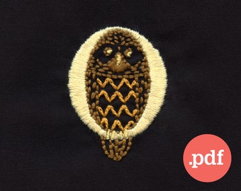 Owl Monogram Embroidery Pattern • O Initial Patch (PDF Pattern)