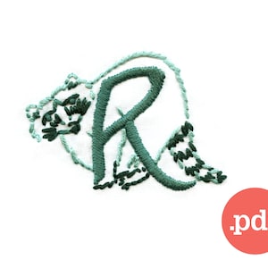 Raccoon Monogram Embroidery Pattern • Beginner DIY Stitch (PDF)