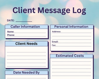 Client Intake Message Phone Call Log Note