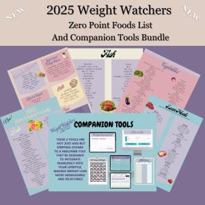 2025 Weight Watchers Zero Point Food List en Companion Tools-bundel: digitale download, afdrukbaar.