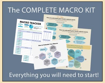 Macronutrient Calculator, Diet, Worksheets, Easy to Read and Use, Digital Download, Printable.