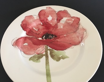 Red poppy plate | Etsy Red poppy plate | Etsy