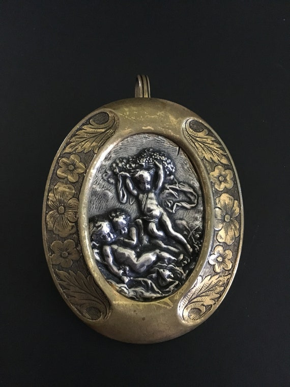 Silver and Brass Cherub Spoon Pendant - image 1