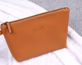 Personalized Make Up Bag Bridesmaid Gift Cosmetic Organizer Vegan Leather Case Wedding Bridal Gift Cosmetic Pouch