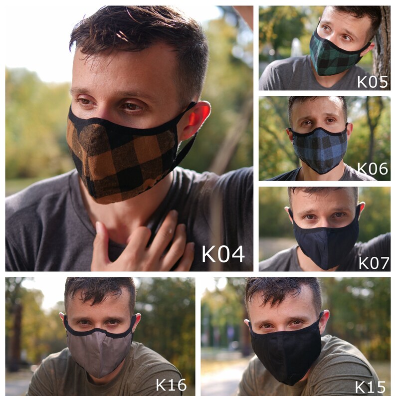 MEN FACE MASK Set 100 Cotton 4layer Comfortable Spring Etsy