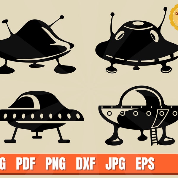 UFO Flying Saucer Roswell Mystery Shapes .svg .png Vector Artwork for digital & printing projects T-Shirts, Coffee Mugs, Posters, Stickers