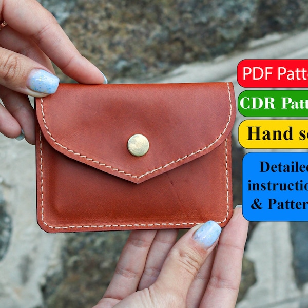 Mini Leather PDF / CDR Pattern Credit Card Holder/ Slim Wallet/ DIY Mini Pocket Purse/ Card Sleeve Case/ Pattern With Detailed Instruction