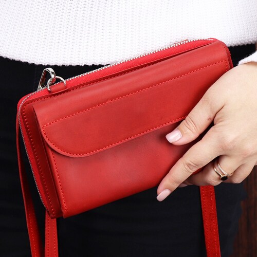 Leather Iphone 14 Pro Max Crossbody Wallet/handmade Phone Etsy