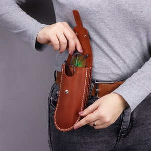 Double Handmade Leather Glasses Case, Sunglasses Holster On Belt Clip, Customized Eyeglasses Cases, Soft Leather Case With Metal Belt Clip