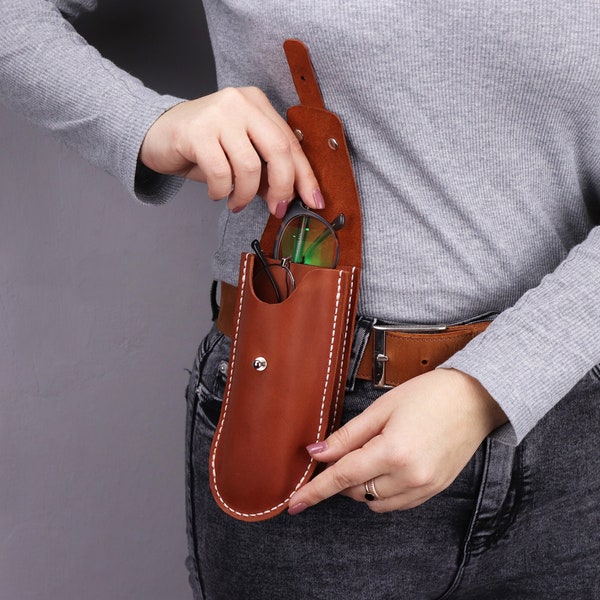 Leather Eyeglasses Case With Clip Etsy
