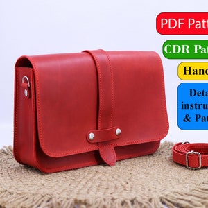 Leather CDR/ PDF Pattern Diy For Handmade Small Shoulder Bag/ Digital Template Scheme/ PDF or Corel Draw File/ Pattern Instruction Sequence