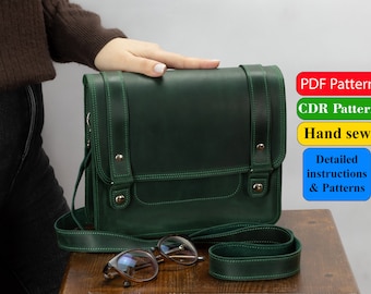 Leather Messenger Bag Pattern: DIY Small Crossbody Briefcase Template, Detailed Instructions & Printable Template