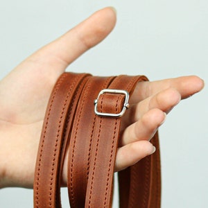 Adjustable Leather Crossbody Strap/ Shoulder Strap/ Leather Purse Strap/ Bag Strap/ Leather Strap on Carbines/ Strap for Handbag 0.5in width image 2