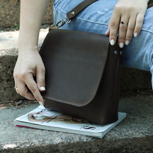 Personalized Handmade Leather Crossbody Bag: Natural Cowhide Flap Messenger Purse, Engraved Shoulder Satchel Bag