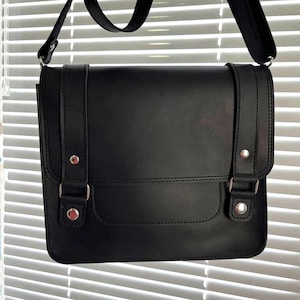 Genuine Leather Shoulder Briefcase, Modern Everyday Messenger Purse, Leather Satchel, Handmade Crazy Horse Leather Medium Crossbody Bag