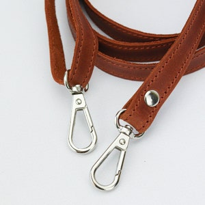 Adjustable Leather Crossbody Strap/ Shoulder Strap/ Leather Purse Strap/ Bag Strap/ Leather Strap on Carbines/ Strap for Handbag 0.5in width image 4