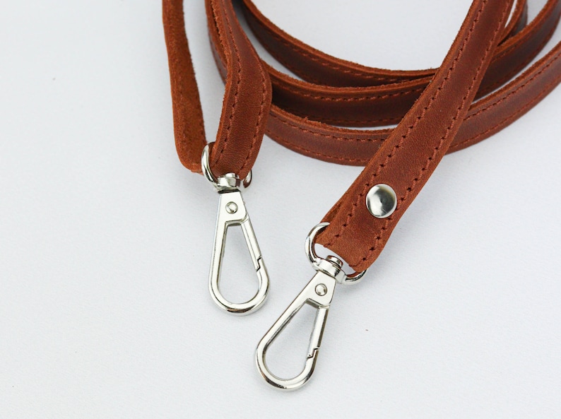 Adjustable Leather Crossbody Strap/ Shoulder Strap/ Leather Purse Strap/ Bag Strap/ Leather Strap on Carbines/ Strap for Handbag 0.5in width image 4