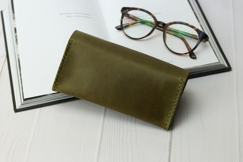 Leather Glasses Case / Handmade Holster For Sunglasses / Reading Glasses Cover / Protective Eyeglass Case / Minimalist Glasses Holder image 5