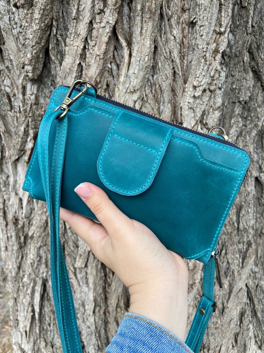 Leather Phone Wallet Crossbody / Mobile Phone Bag Wallet / Leather