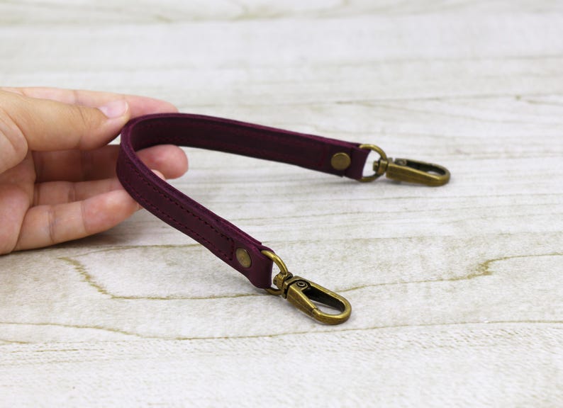 Handmade Crazy Horse Leather Purse Strap: Custom Length Purse Handle Replacement with Swivel Hooks image 11