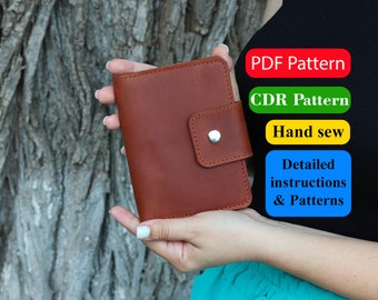 Patrón PDF/ CDR Diy para billetera de viaje de cuero/ Secuencia de instrucciones de patrón/ Cubierta de plantilla digital Monedero de pasaporte extranjero/ Esquema de muestra