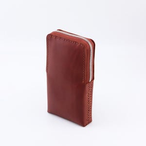 Handmade Leather Smartphone Holster: Zip Case with Belt Clip, Personalized image 16