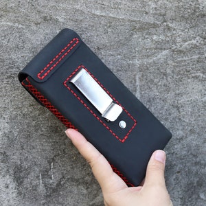 Handmade Leather Holster With Belt Metal Clip/Leather Case For iPhone 11/12/13/14/15/ Plus/ Pro/Max/Personalized Android Phone Leather Cover image 3