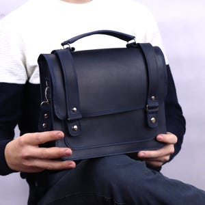 Personalized Genuine Leather Shoulder Satchel Bag, Crossbody Messenger Bag, Business Mini Laptop Shoulder Bag, Office Leather Briefcase